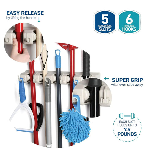 5 Slot Broom Holder