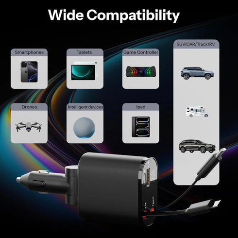 4 in 1 Retractable Car Charger