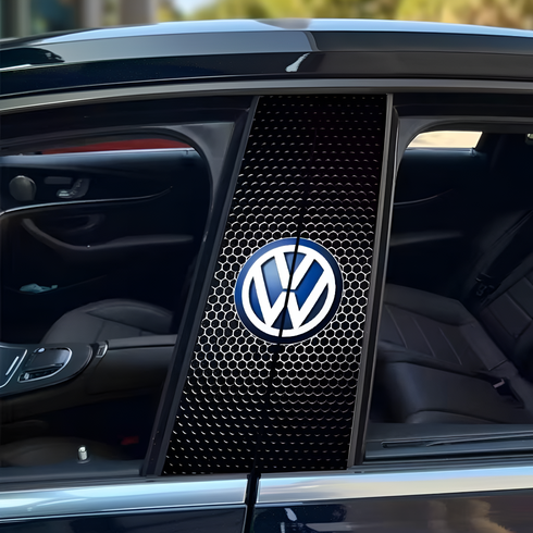 Carbon Fibre Car Center Column Protector(With Custom Car Logo)2pc | Easy Install
